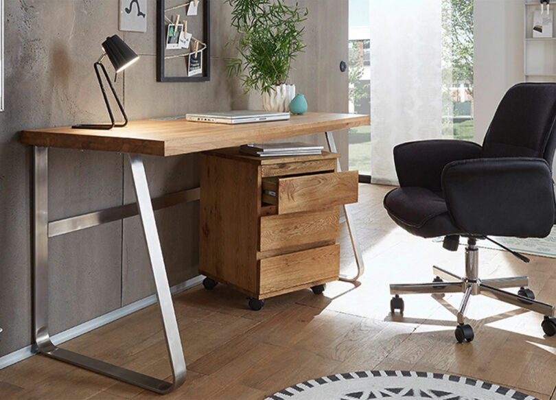 TABLE DE BUREAU DESIGN BOIS MASSIF CHËNE HUILÉ