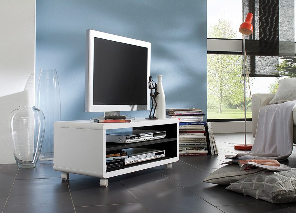 Meuble TV sur roulettes blanc & noir