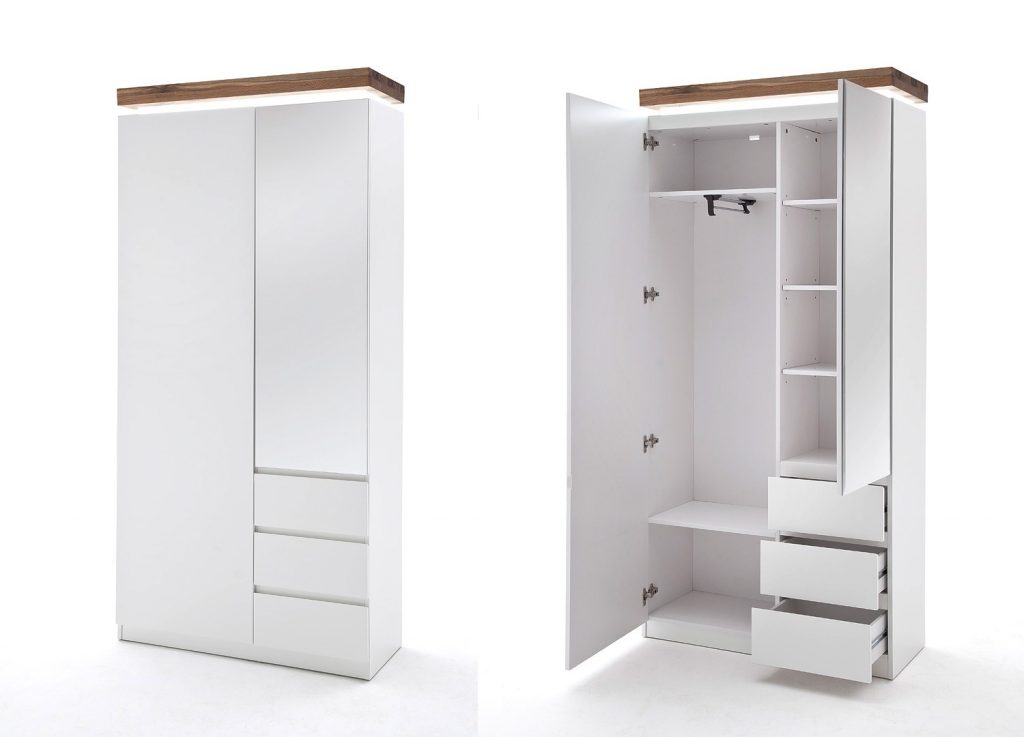Meuble d'entrée vestiaire complet blanc et bois