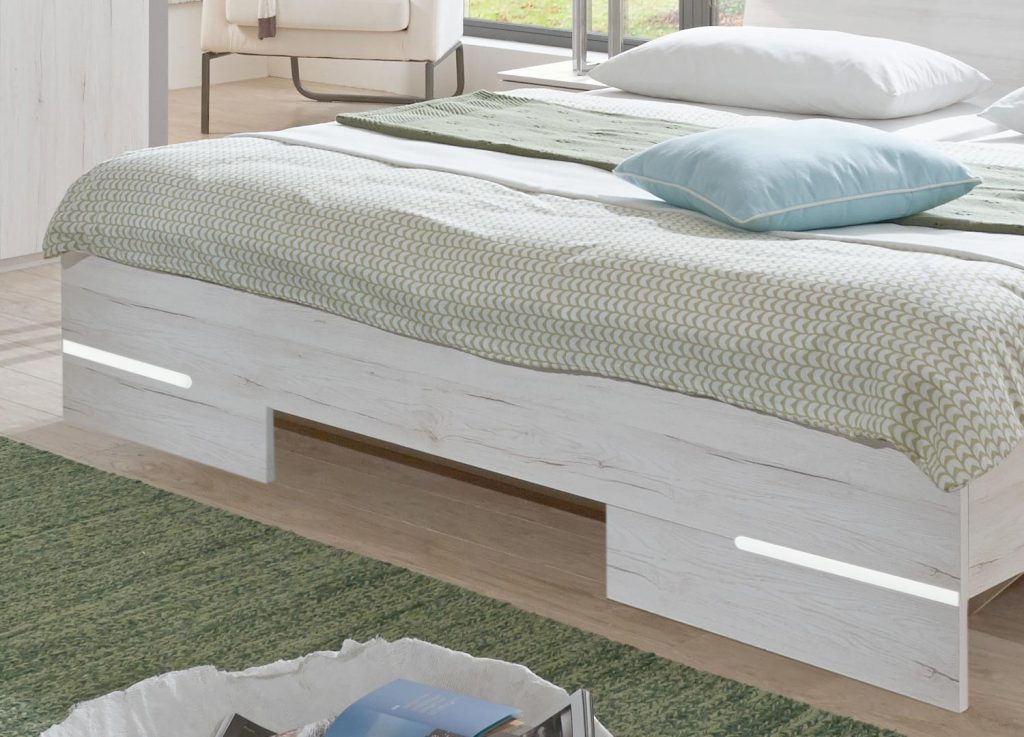 Chambre adulte pas cher décor chêne blanc