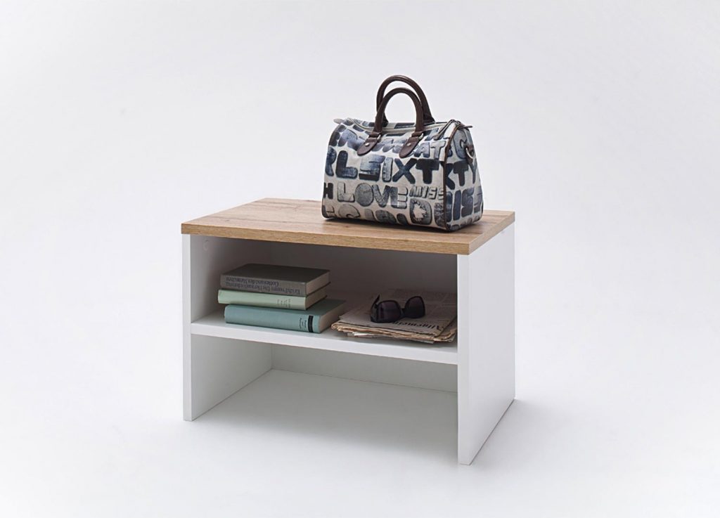 Meuble d'entrée vestiaire design blanc et bois Wotan