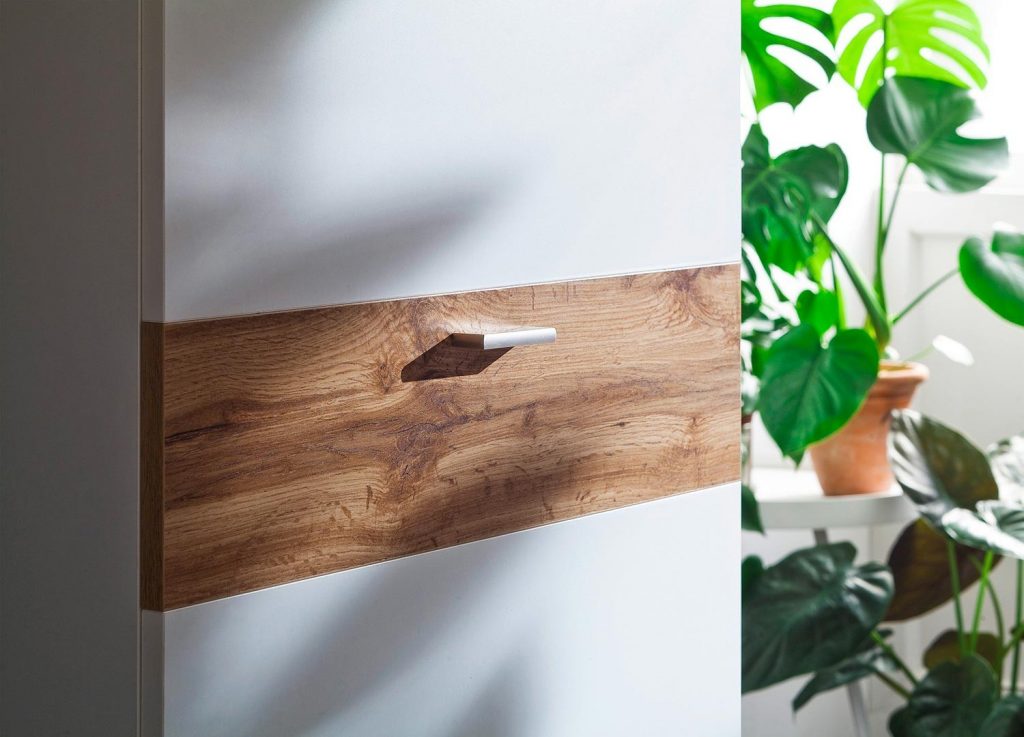 Meuble d'entrée vestiaire design blanc et bois Wotan
