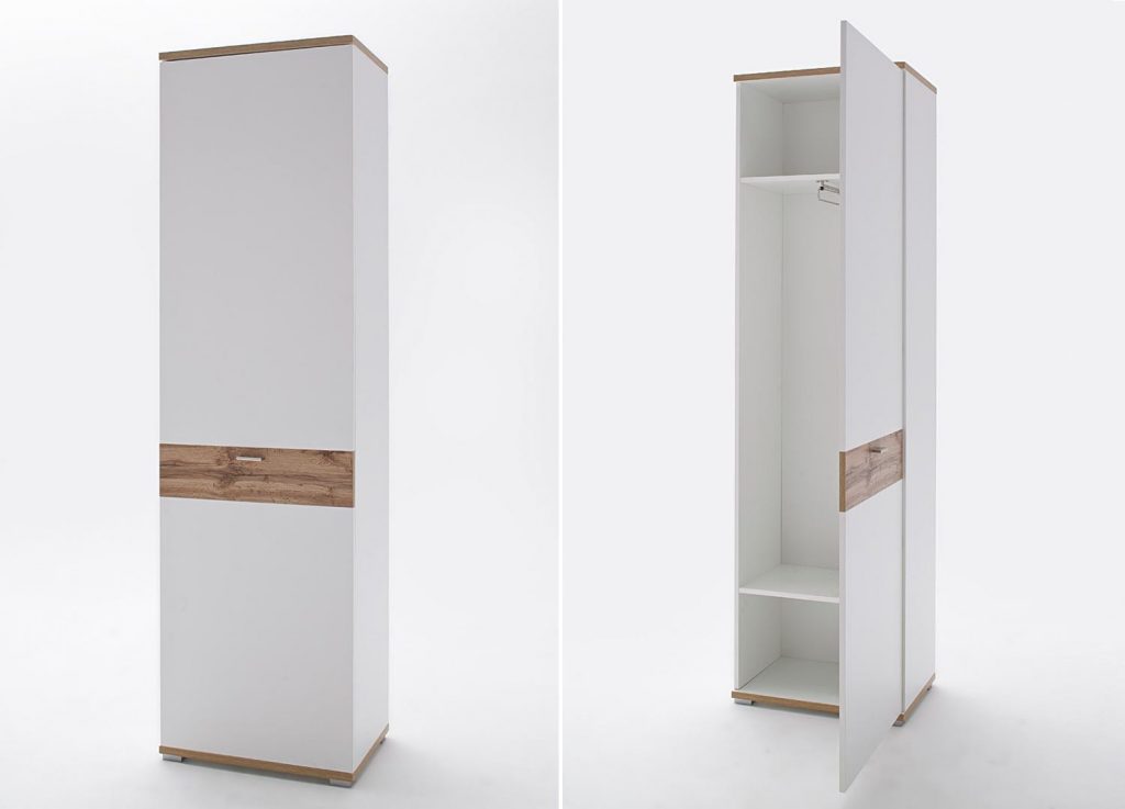 Ensemble d'entrée vestiaire mural blanc et bois design