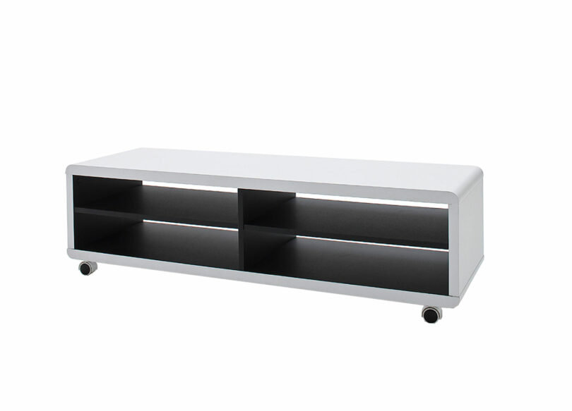 Meuble TV blanc & noir à roulettes