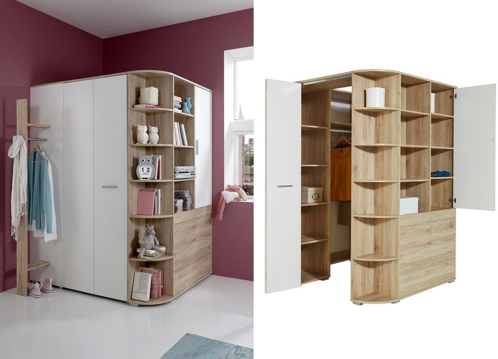 Chambre ado complète blanc et bois moderne