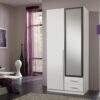 Armoire vestiaire pas cher avec miroir "blanche et déco grise"