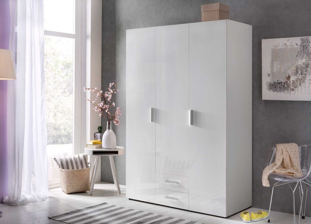 armoire dressing et rangement blanc brillant