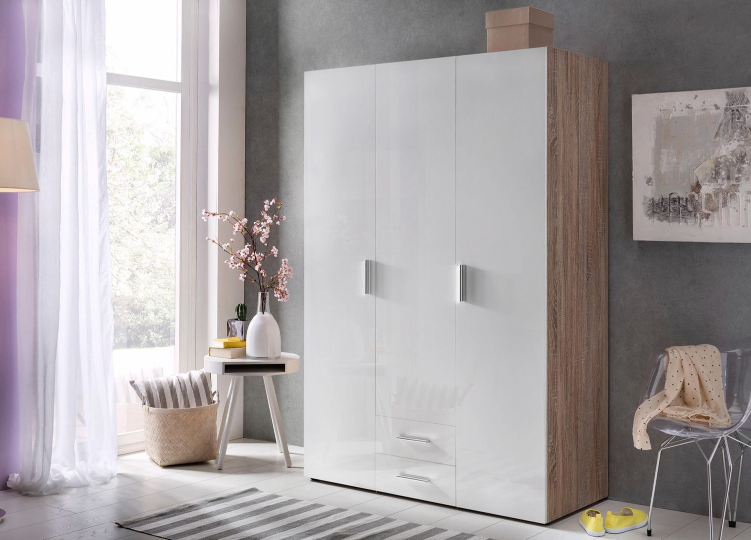 Armoire penderie blanc brillant H.200 x l.120 x P.60 cm Home