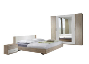 chambre pour adulte pas cher décor chêne et blanc