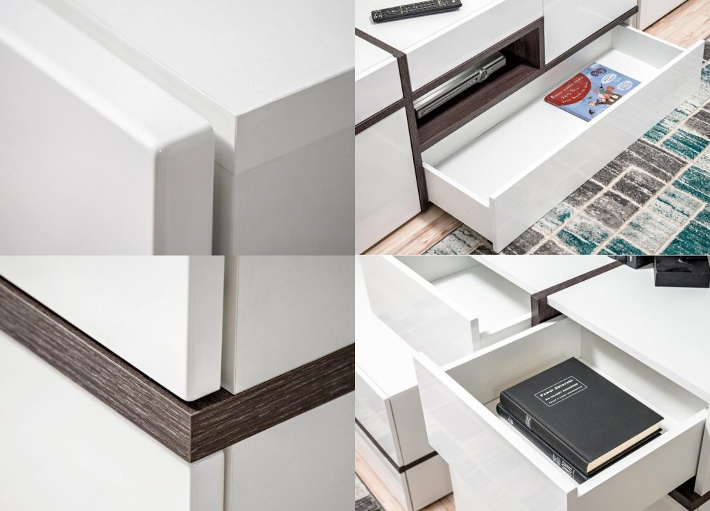 Meuble TV design blanc laqué