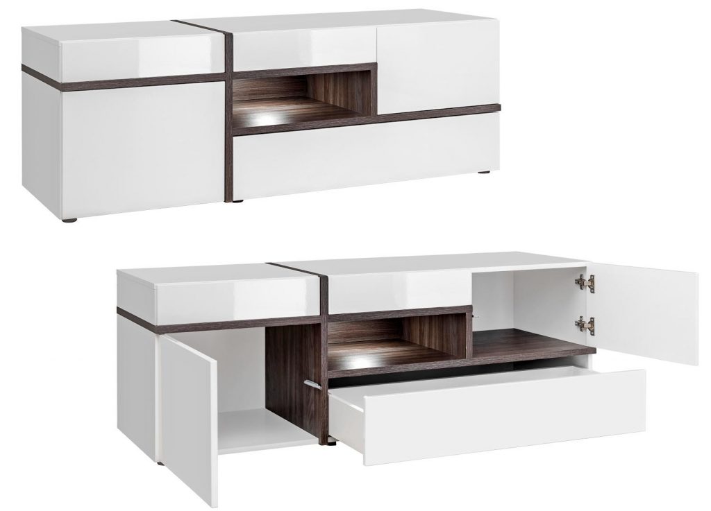 Meuble TV design blanc laqué