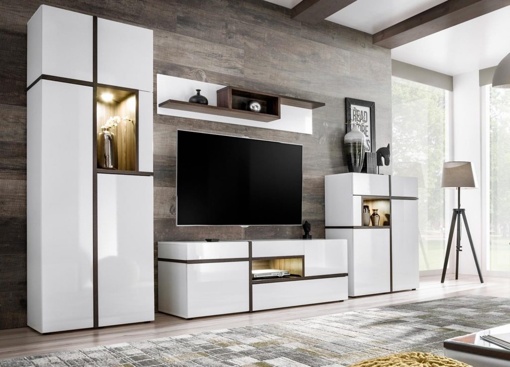 Meuble TV design blanc laqué