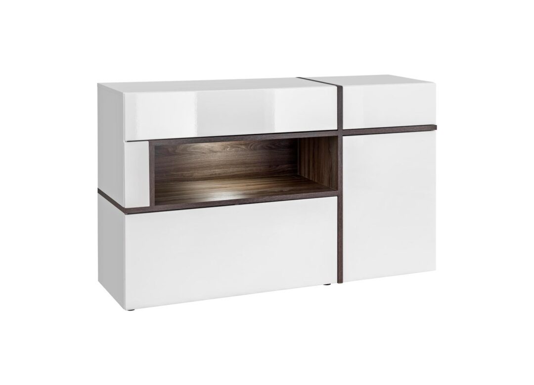 Buffet blanc laqué et bois Perla