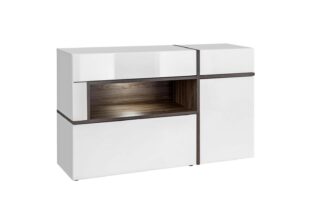Buffet blanc laqué et bois Perla