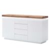 Buffet blanc & bois massif avec led