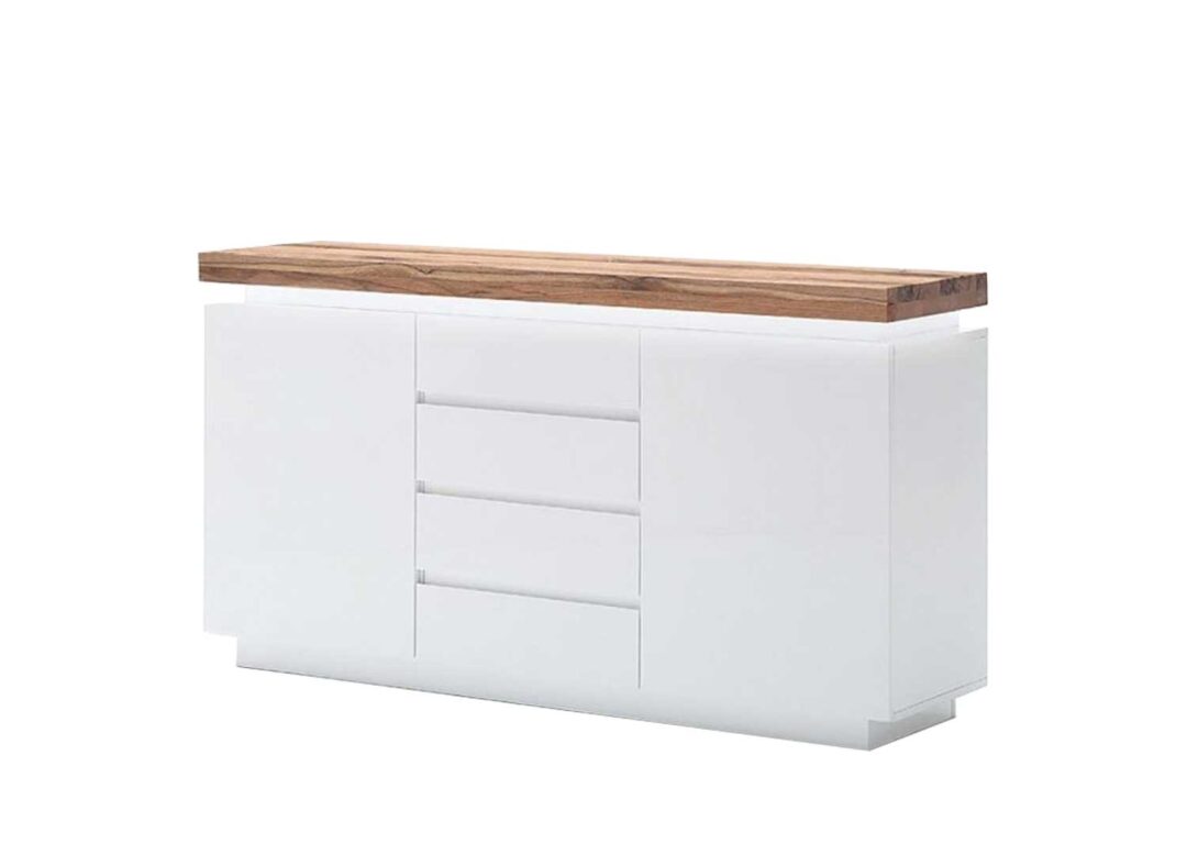Buffet blanc & bois massif avec led