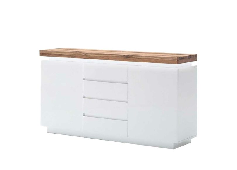 Buffet blanc & bois massif avec led