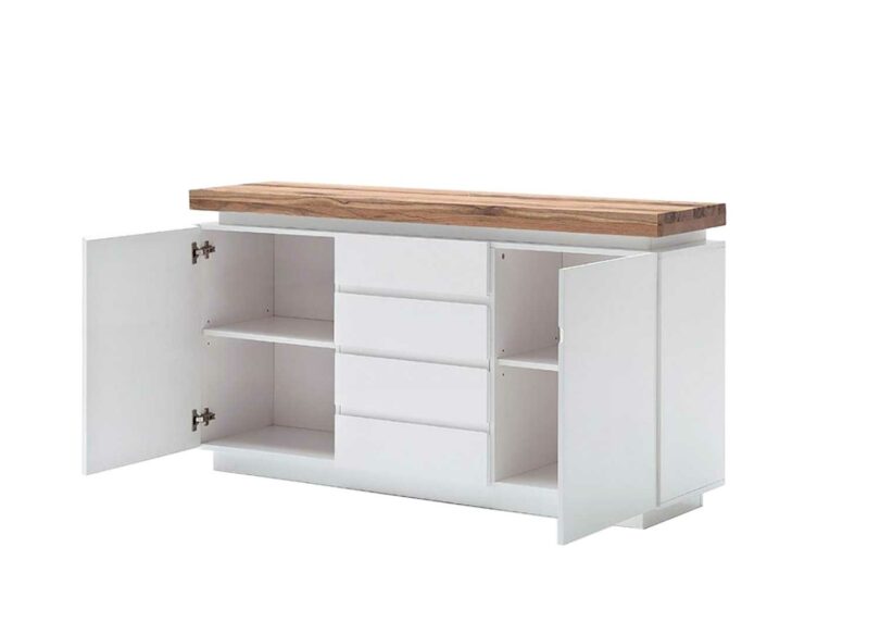 Buffet blanc & bois massif avec led