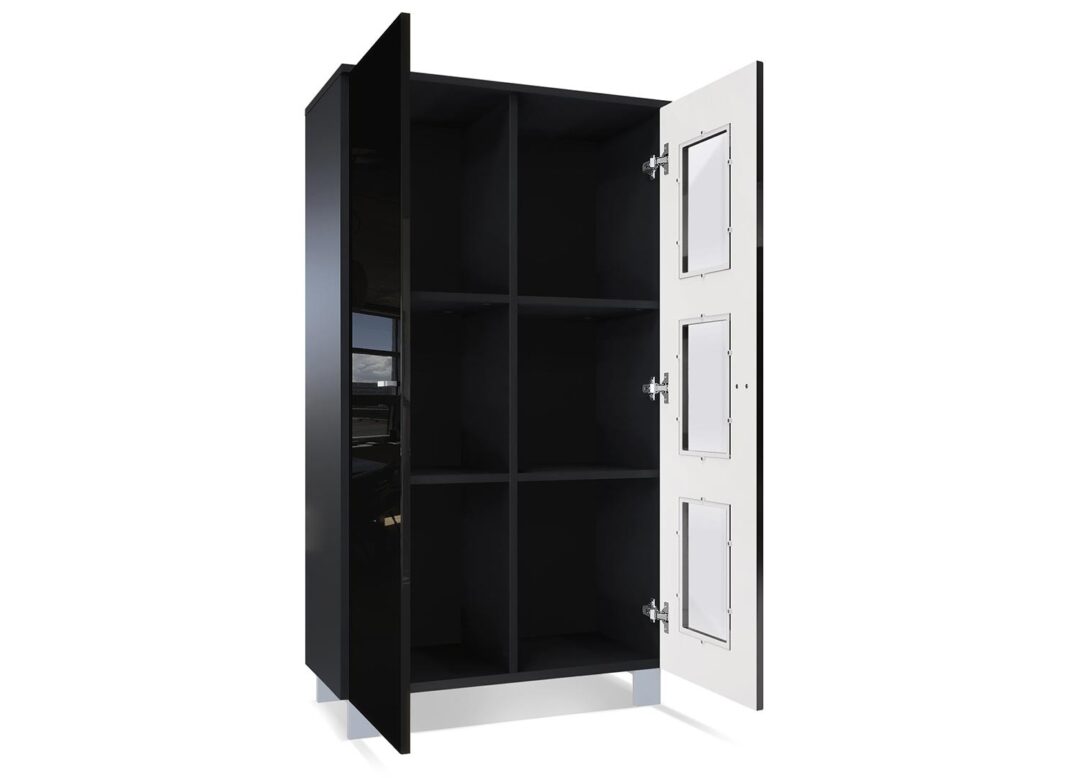 vitrine haute noir laqué