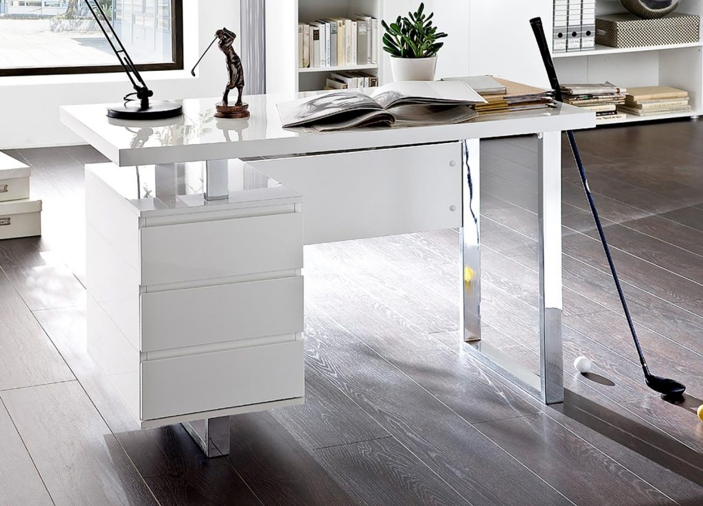 Bureau laqué blanc moderne