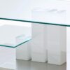 Table basse laquée blanche et plateaux en verre