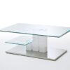 Table basse laquée blanche et plateaux en verre