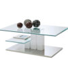 Table basse en verre avec piétement blanc