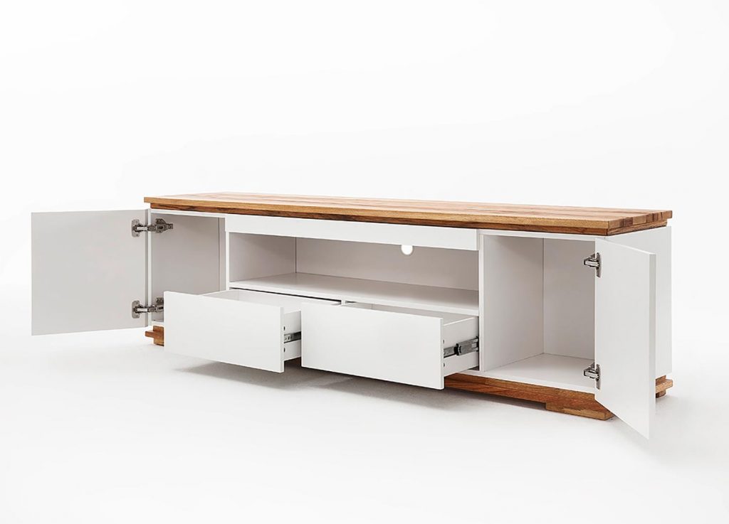 Long meuble TV bas moderne blanc