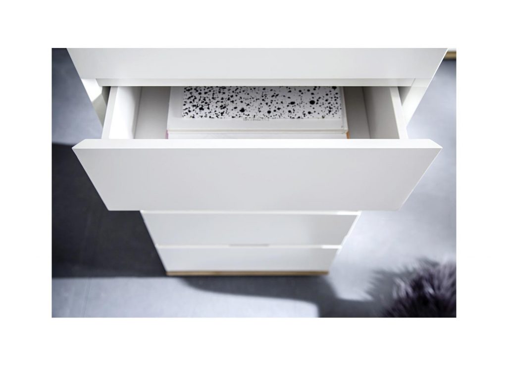 Commode haute bois blanc laqué