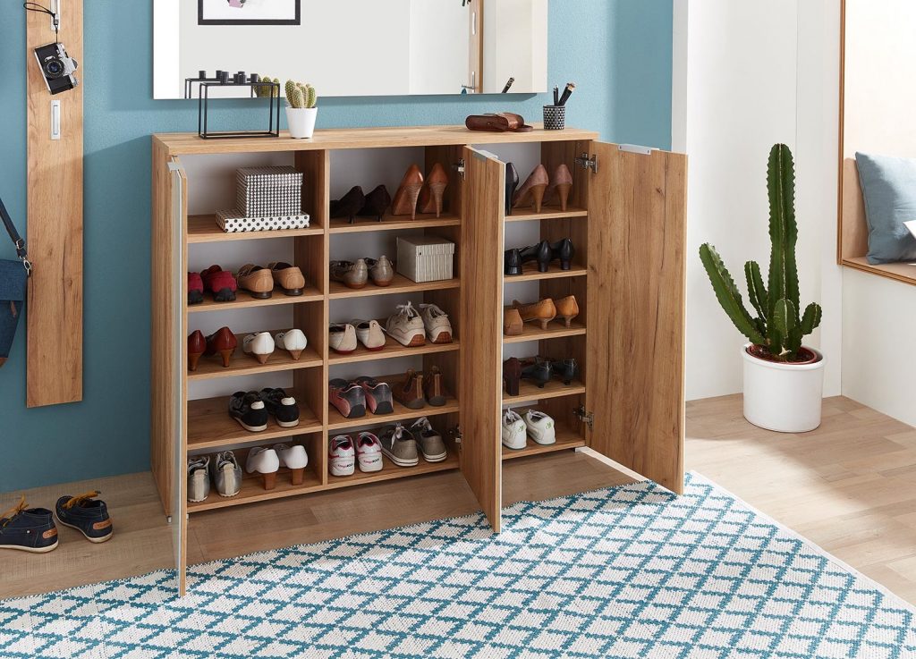 Meuble à chaussures blanc et bois moderne