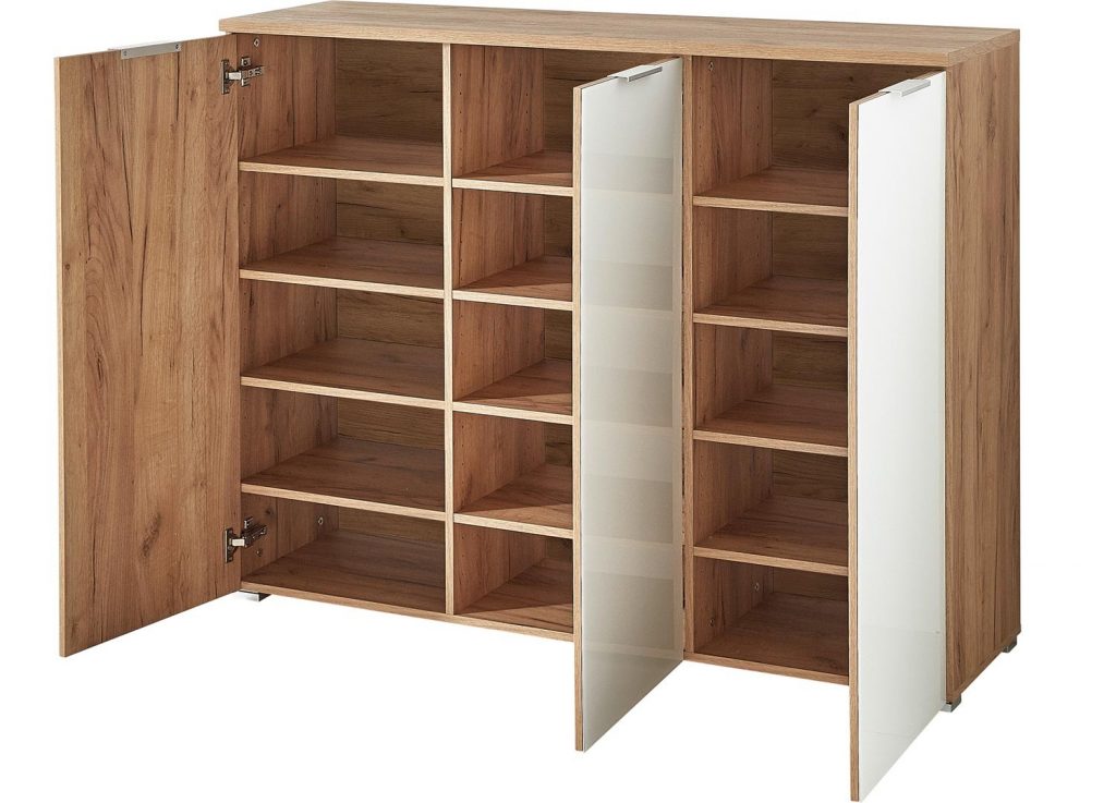Meuble à chaussures blanc et bois moderne