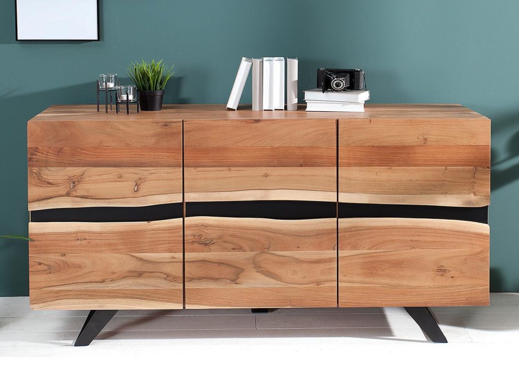 Meuble buffet bois et métal design