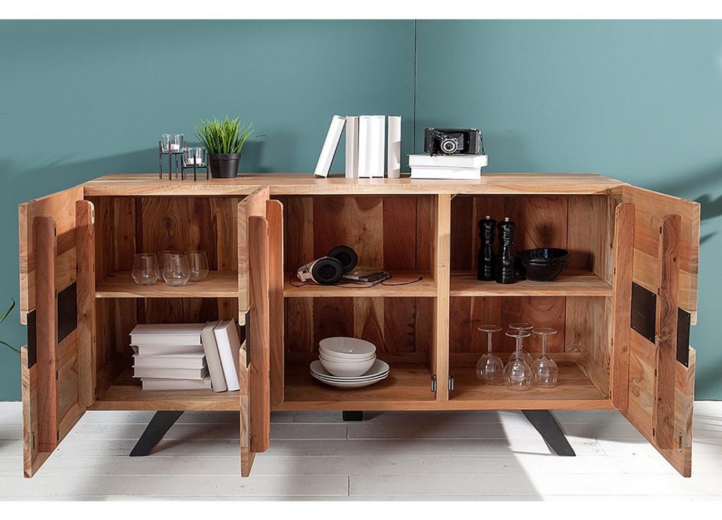Meuble buffet bois et métal design