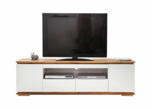 meuble tv contemporain blanc et chêne