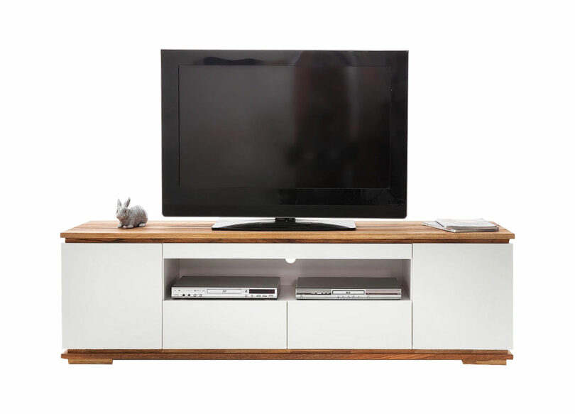 meuble tv contemporain blanc et chêne