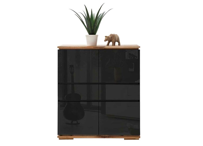 Meuble buffet bois noir laqué