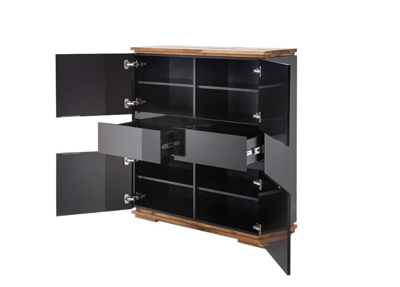 Meuble buffet bois noir laqué