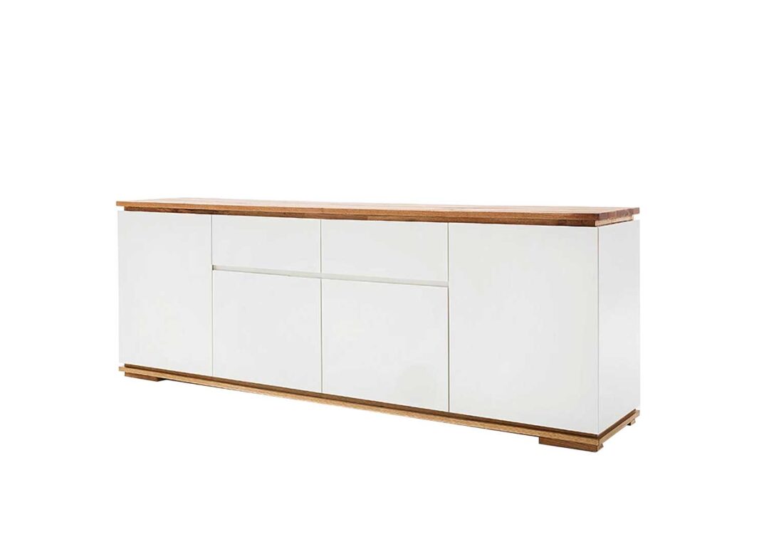 Buffet long bois et blanc laqué