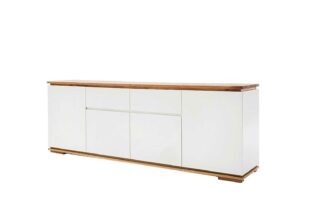 Buffet long bois et blanc laqué