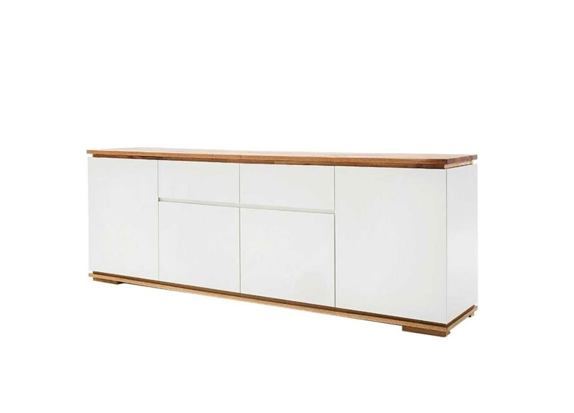 Buffet long bois et blanc laqué