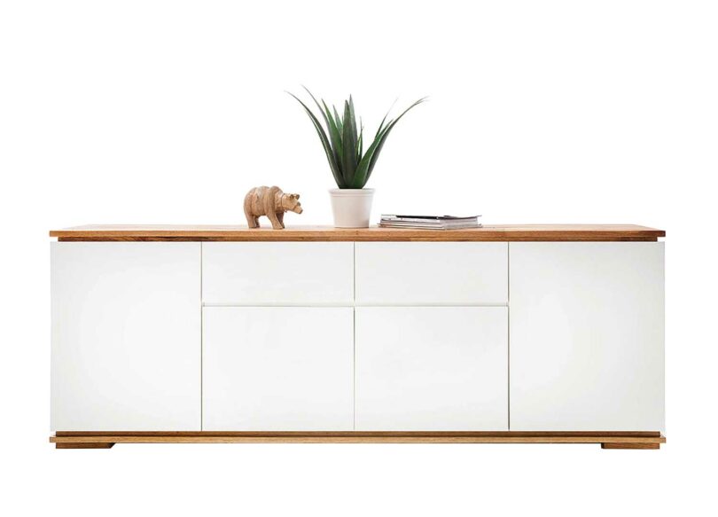 Buffet long bois et blanc laqué