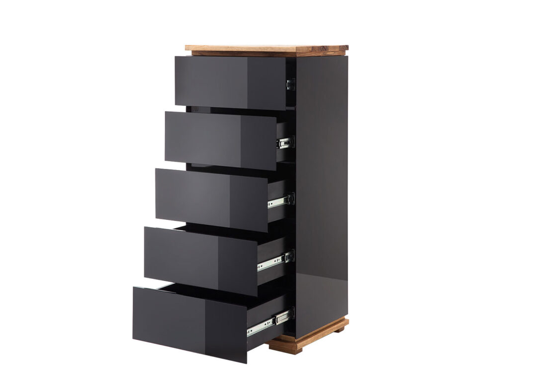 Commode haute bois noir laqué