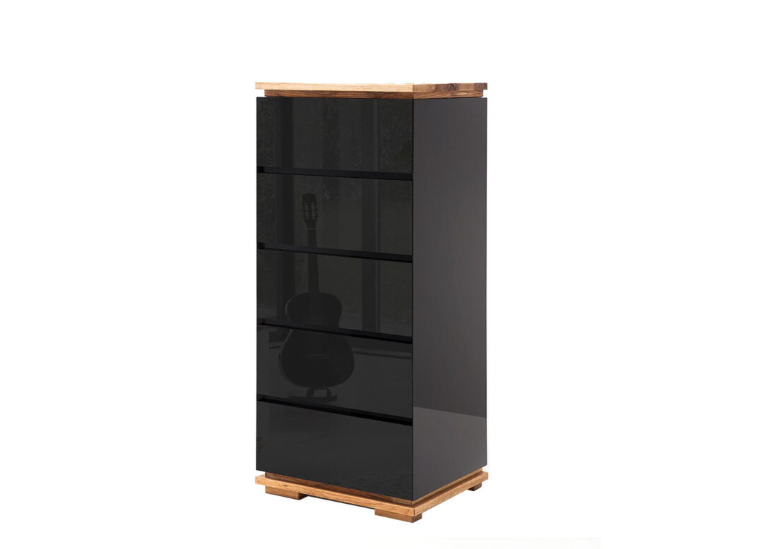 Commode haute bois noir laqué
