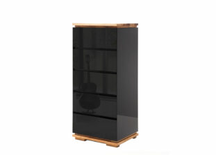 Commode haute bois noir laqué