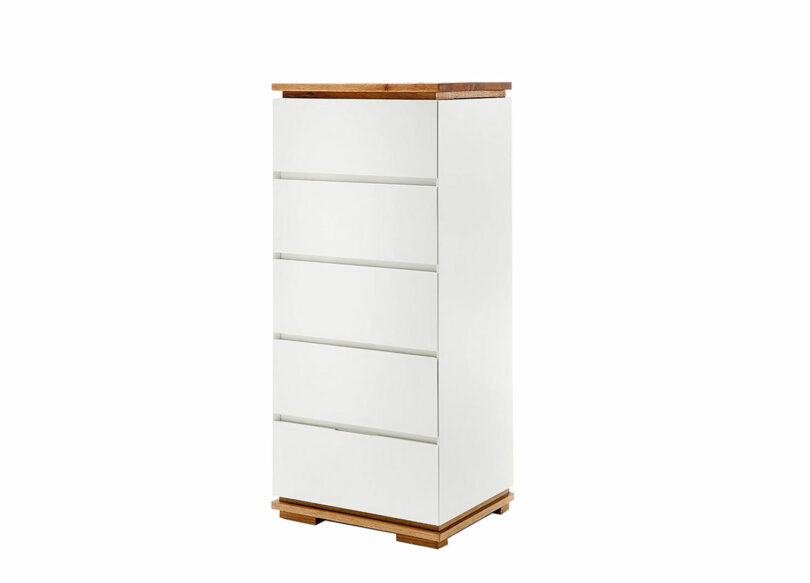 Commode haute bois blanc laqué