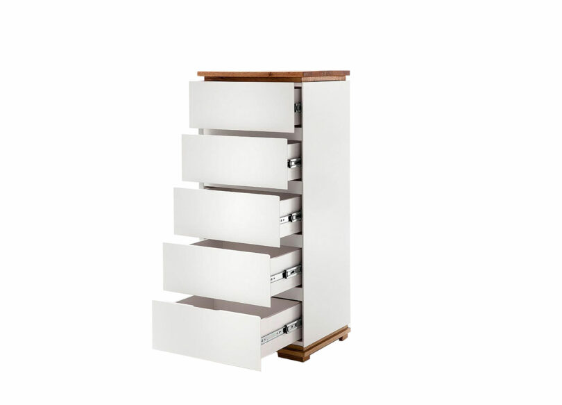 Commode haute bois blanc laqué