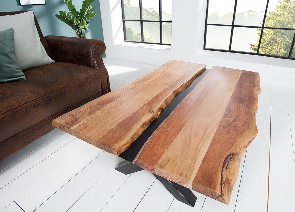 Table basse bois et métal design