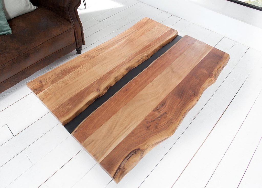 Table basse bois et métal design