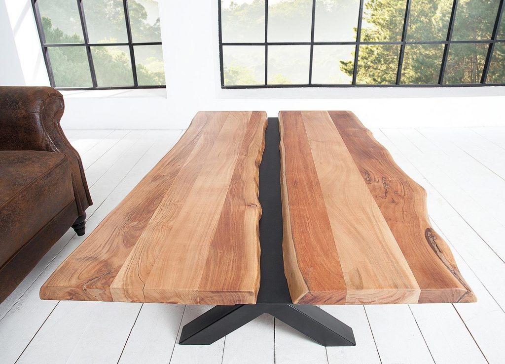 Table basse bois et métal design