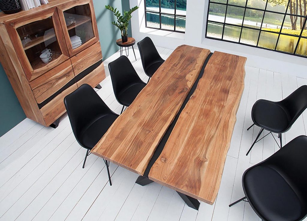 Table à manger bois et métal design